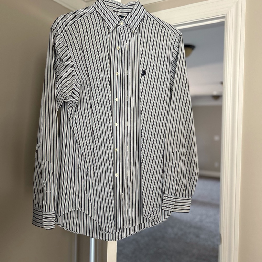 Polo by Ralph Lauren Black and White Striped Dress Shirt